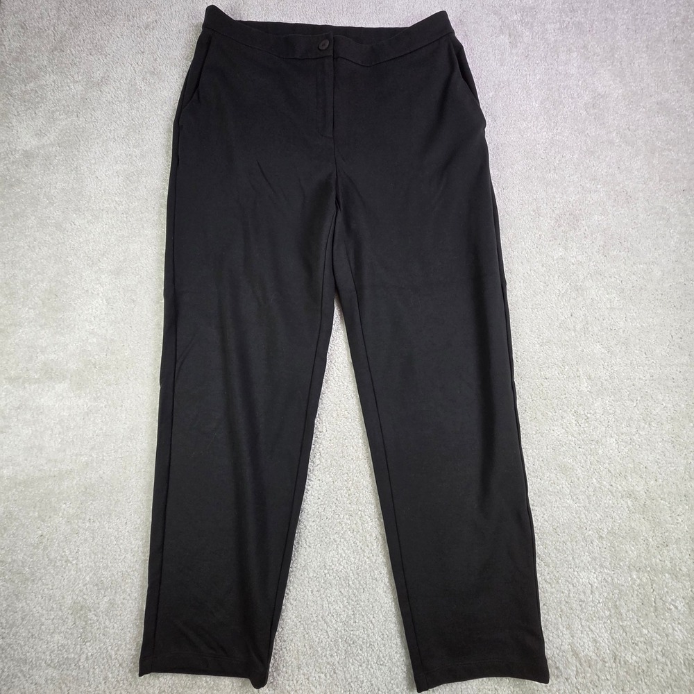 EILEEN FISHER Black Straight Leg Ankle Pants Size‎ M Classic Minimalist Comfort